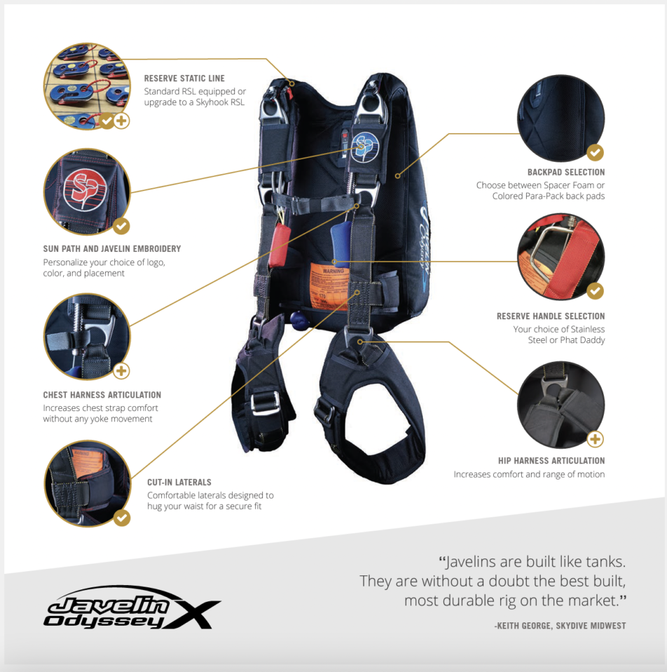 JAVELIN ODYSSEY Jedi Air Wear Skydiving Suits and Gear Store