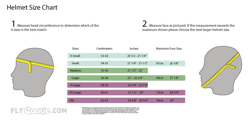 Cookie G35 helmet size chart